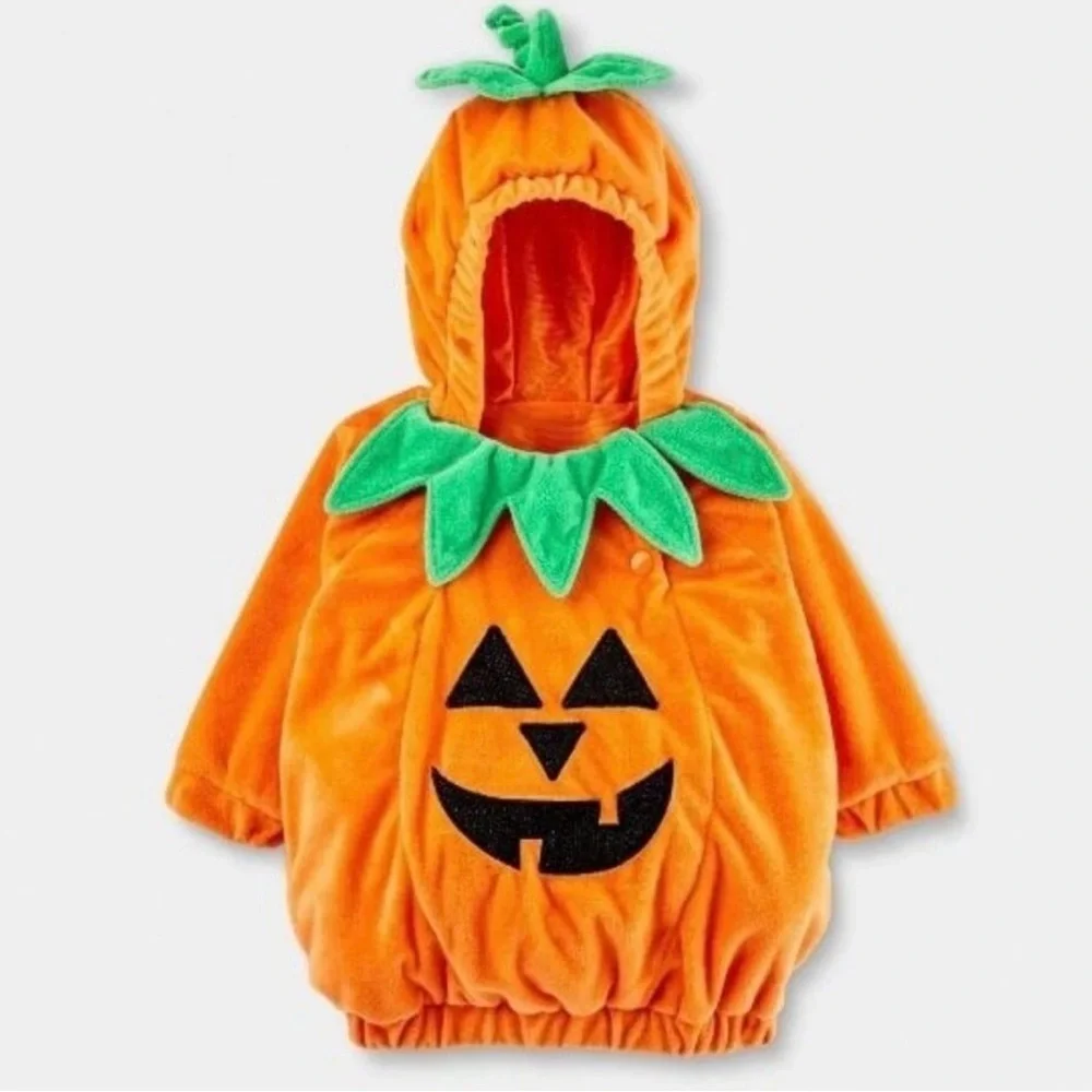 Infant pullover lined Pumpkin Costume with hood Size 6-12 months NWT